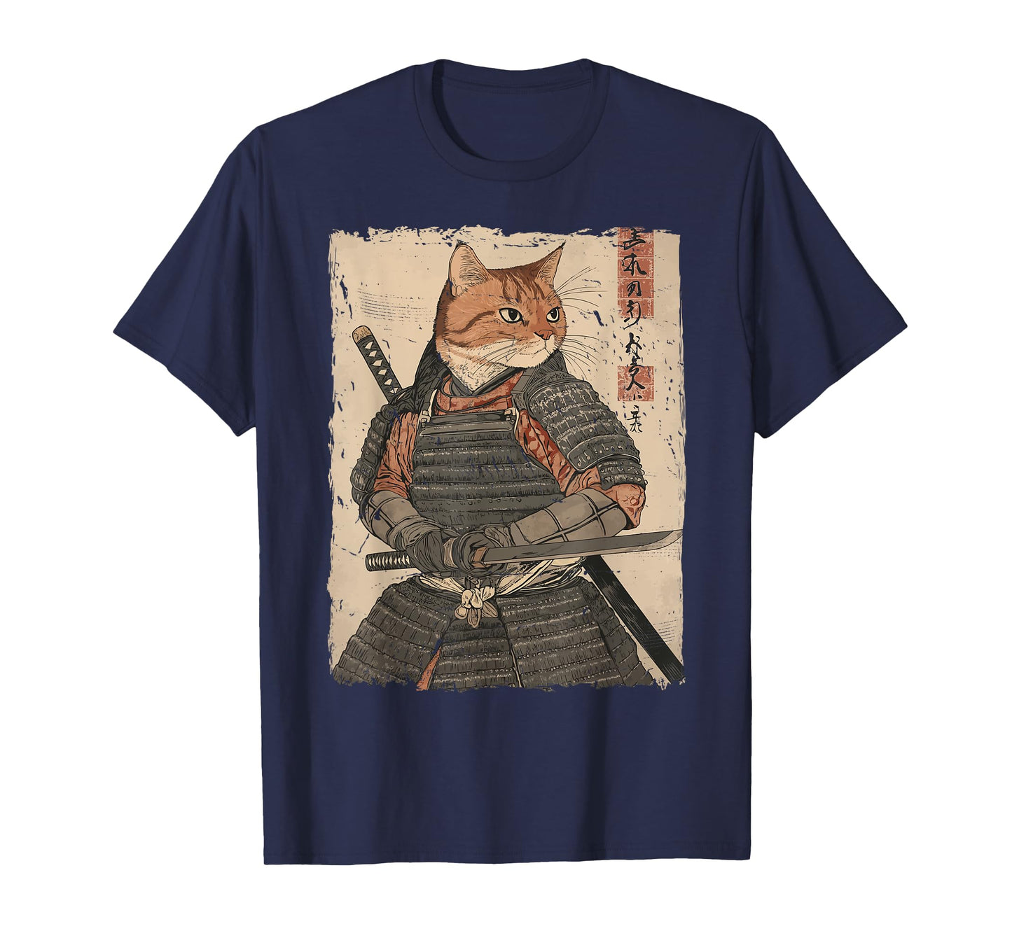 Samurai Cat Warrior Japanese Ukiyo-e Artwork Cat Samurai T-Shirt