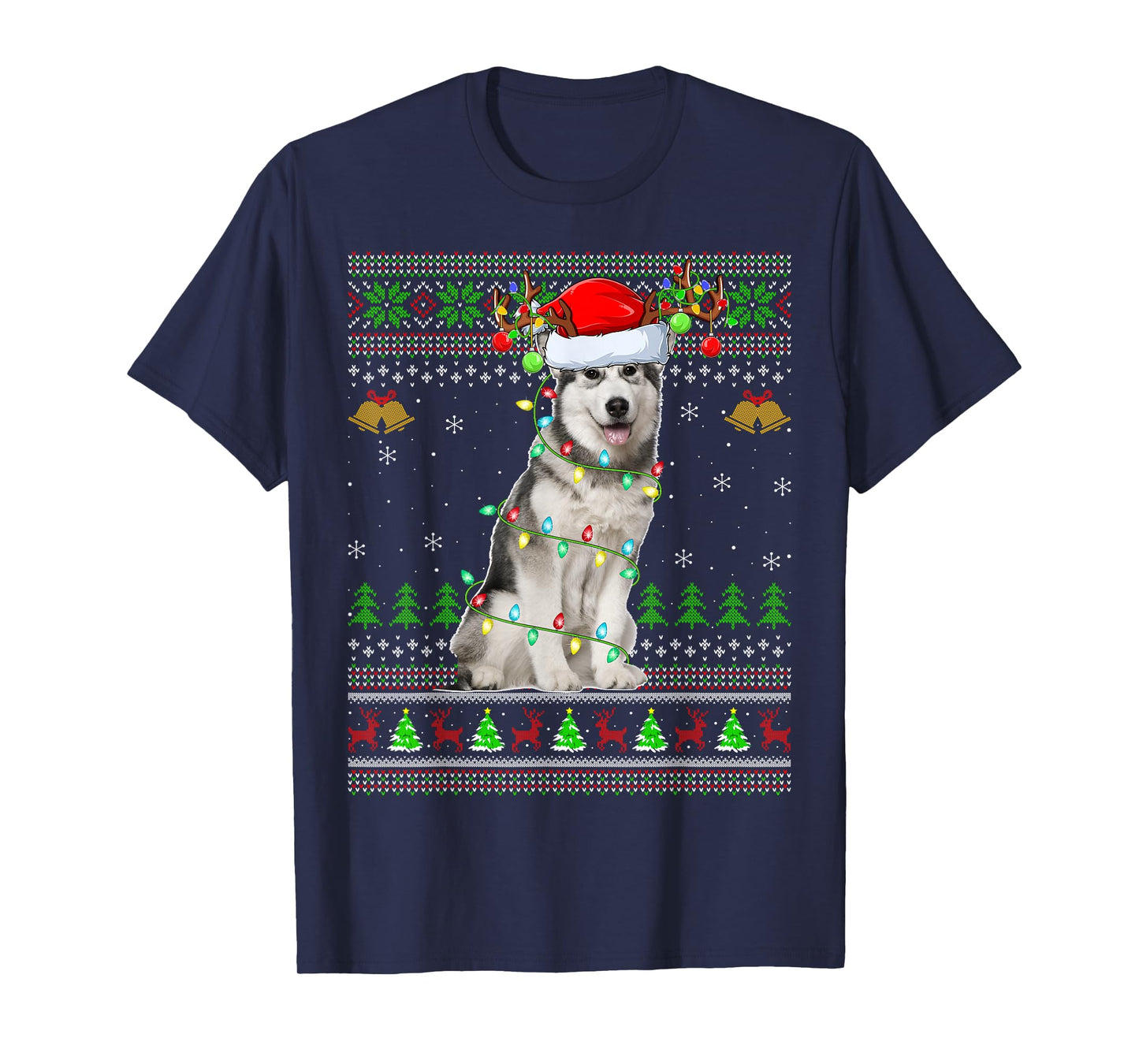 Alaskan Malamute Dog Ugly Christmas Sweaters Holiday Xmas T-Shirt