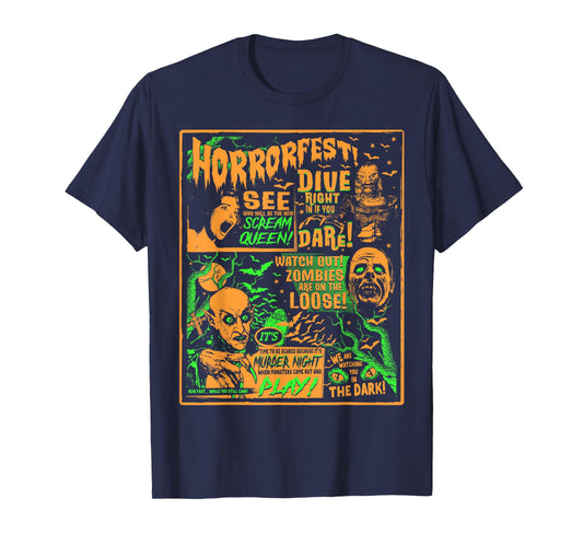 Vintage Halloween Classic Horror Movie Poster Horrorfest T-Shirt