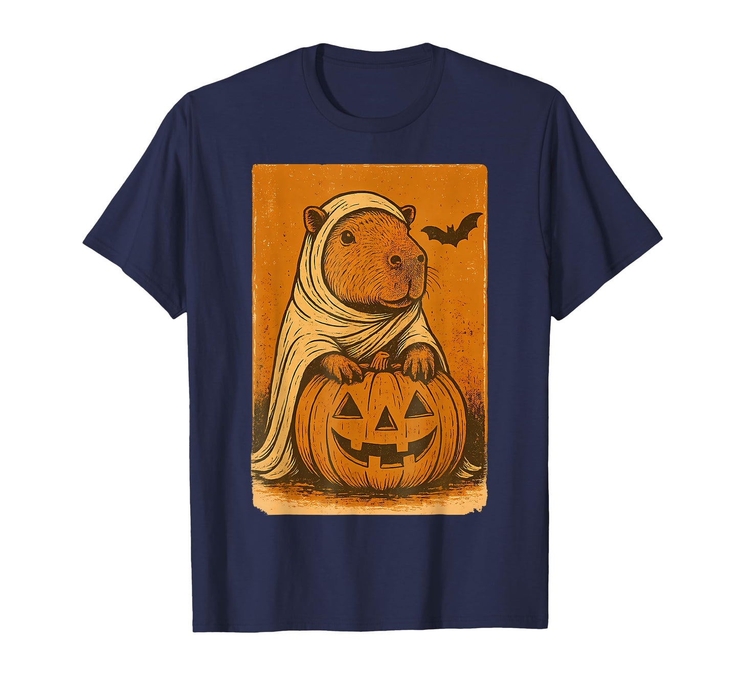 Vintage Capybara Ghost Halloween Pumpkin Spooky Season T-Shirt
