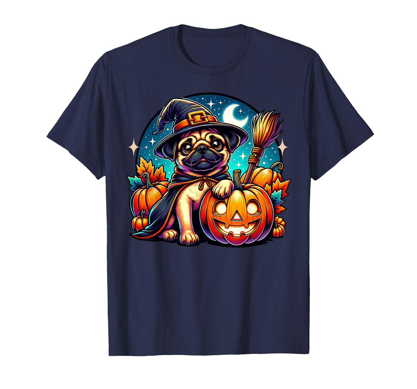 Pug Halloween - in A Cute Witch Costume for Dog Lovers T-Shirt