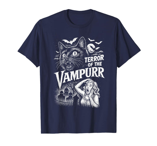 Terror of The Vampurr Halloween Cat Vintage Movie Spooky T-Shirt