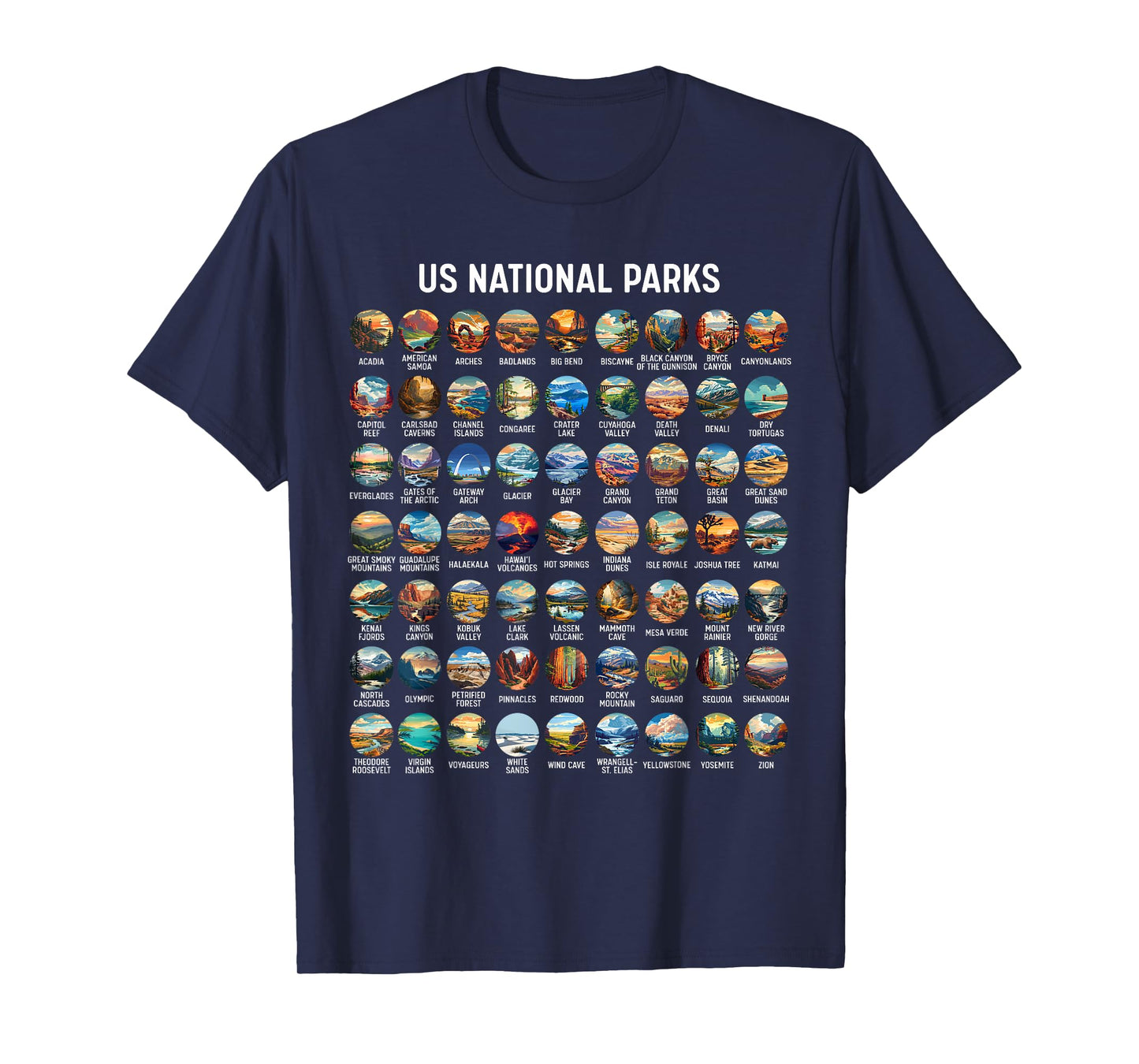 All US National Park Checklist Bucket List Of National Parks T-Shirt