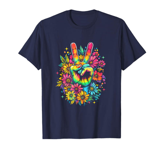 Peace Hippie 60S 70S Tie Dye Flower Love Women Costume T-Shirt