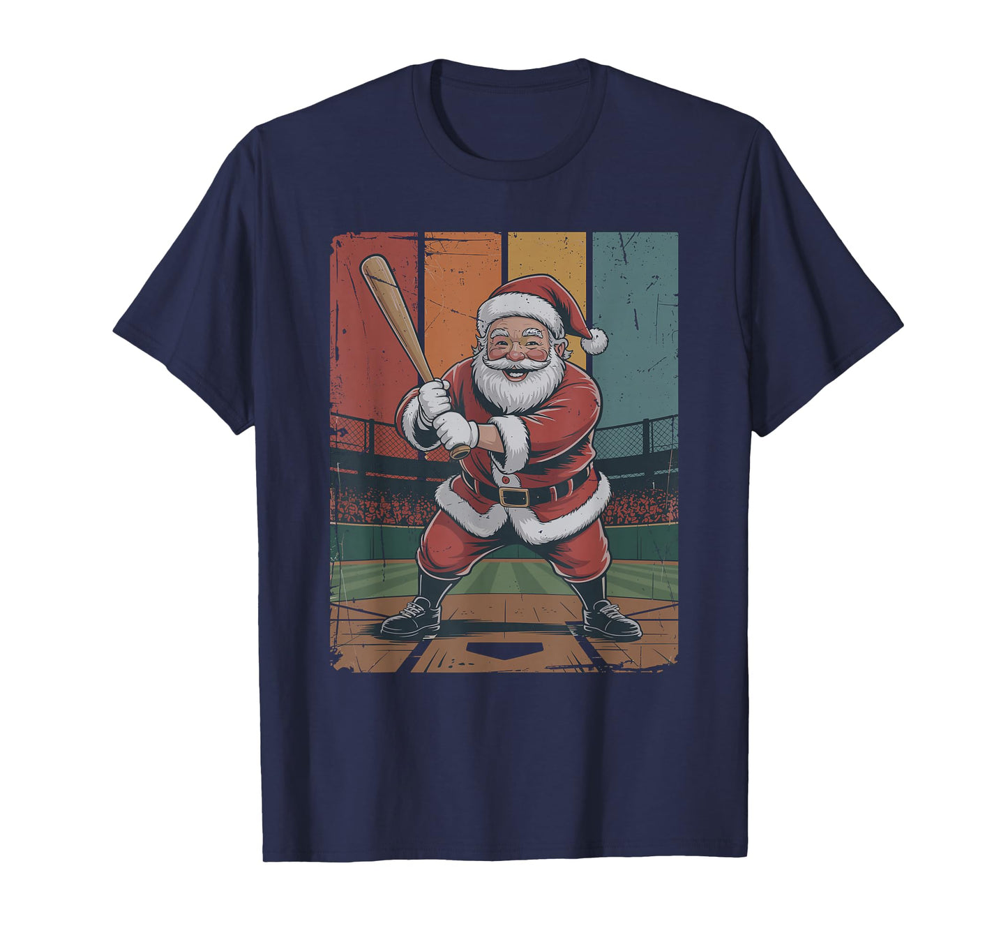 Santa Playing Baseball Retro Vintage 90s Christmas Holiday T-Shirt