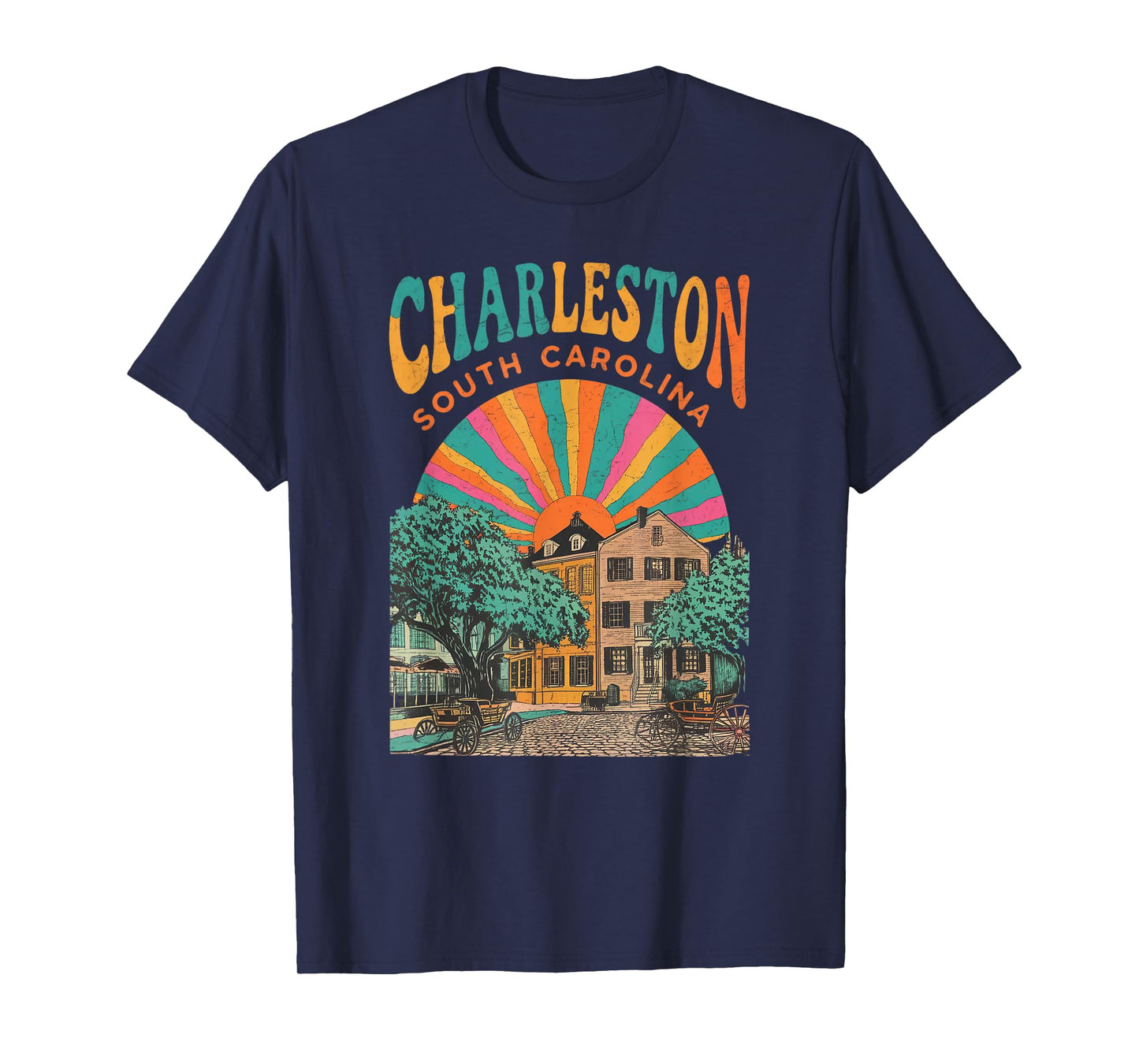 Retro Charleston South Carolina Sunset Coastal Vintage T-Shirt