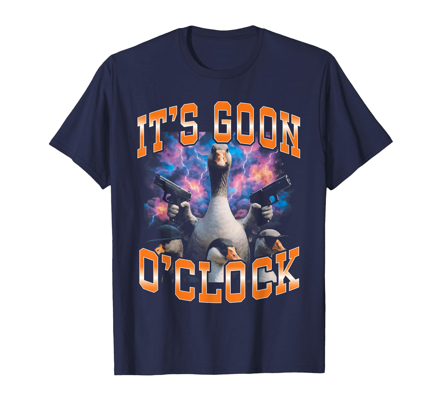 It's Goon O'Clock Funny Goose Meme Vintage 90s T-Shirt