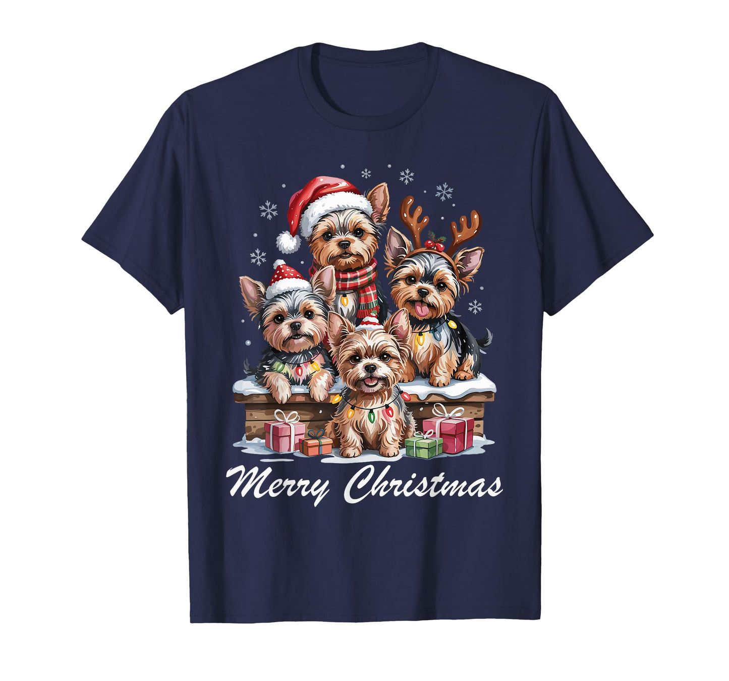 Yorkshire Terrier Merry Christmas Funny Yorkie Dog Lovers T-Shirt