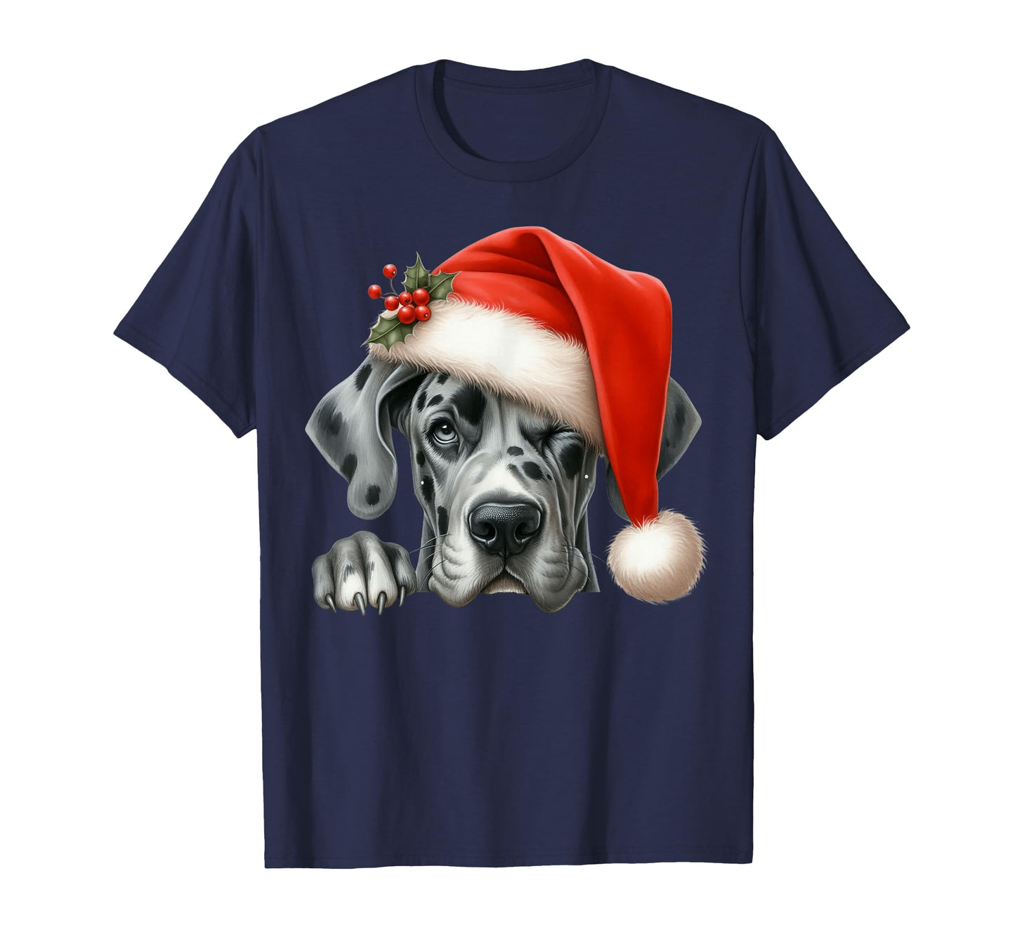 Great Dane Dog Christmas Santa Hat Dog Mom Dad T-Shirt
