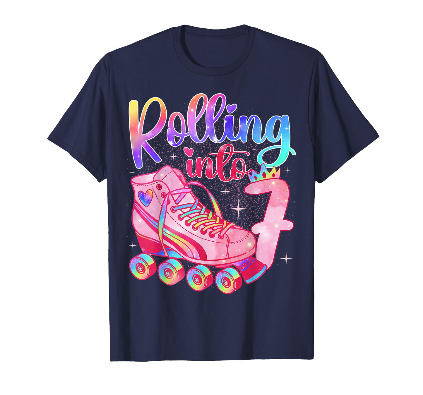 Kids Rolling Into 7 Roller Skating 7th Birthday Party Girl T-Shirt