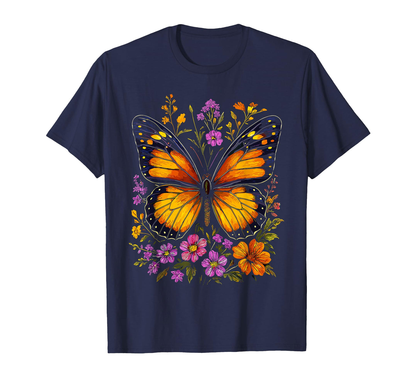 Monarch Butterfly Floral Nature Insect Lover Garden T-Shirt