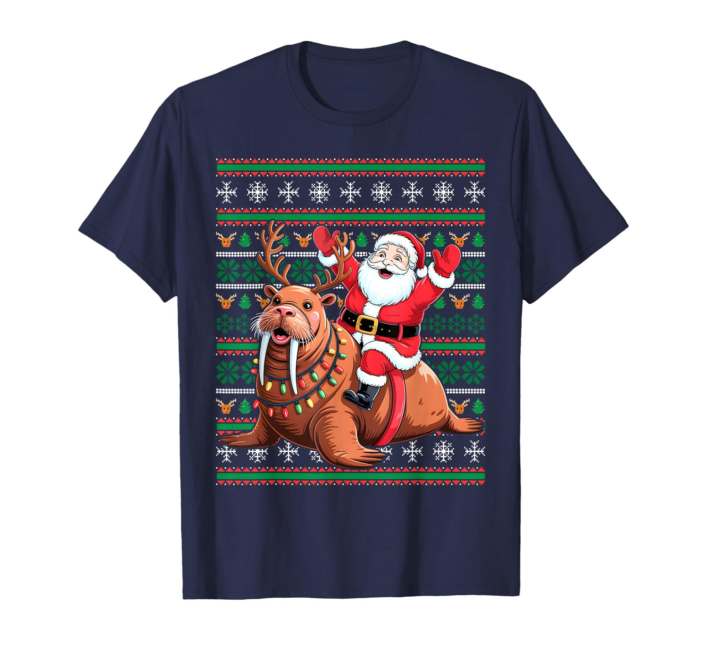 Xmas Holiday Ugly Santa Riding Sea Lion Christmas T-Shirt