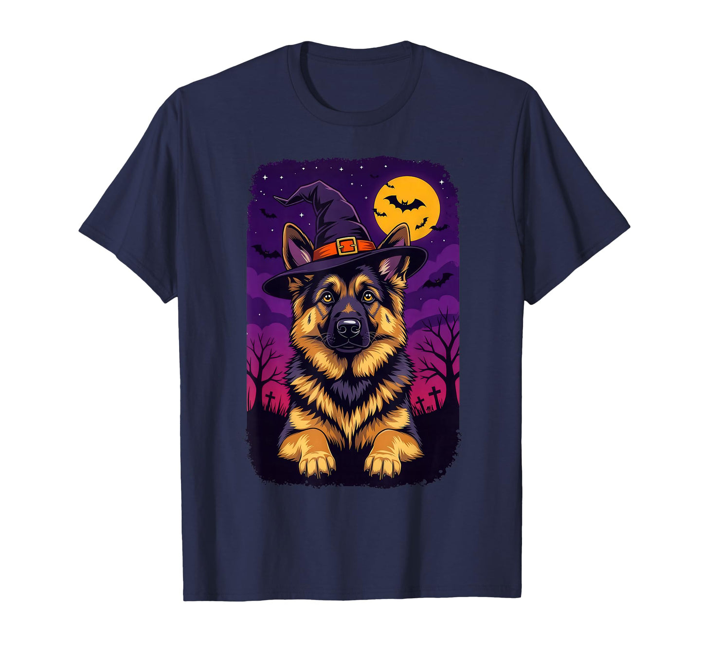 German Shepherd Halloween Witch Hat T-Shirt