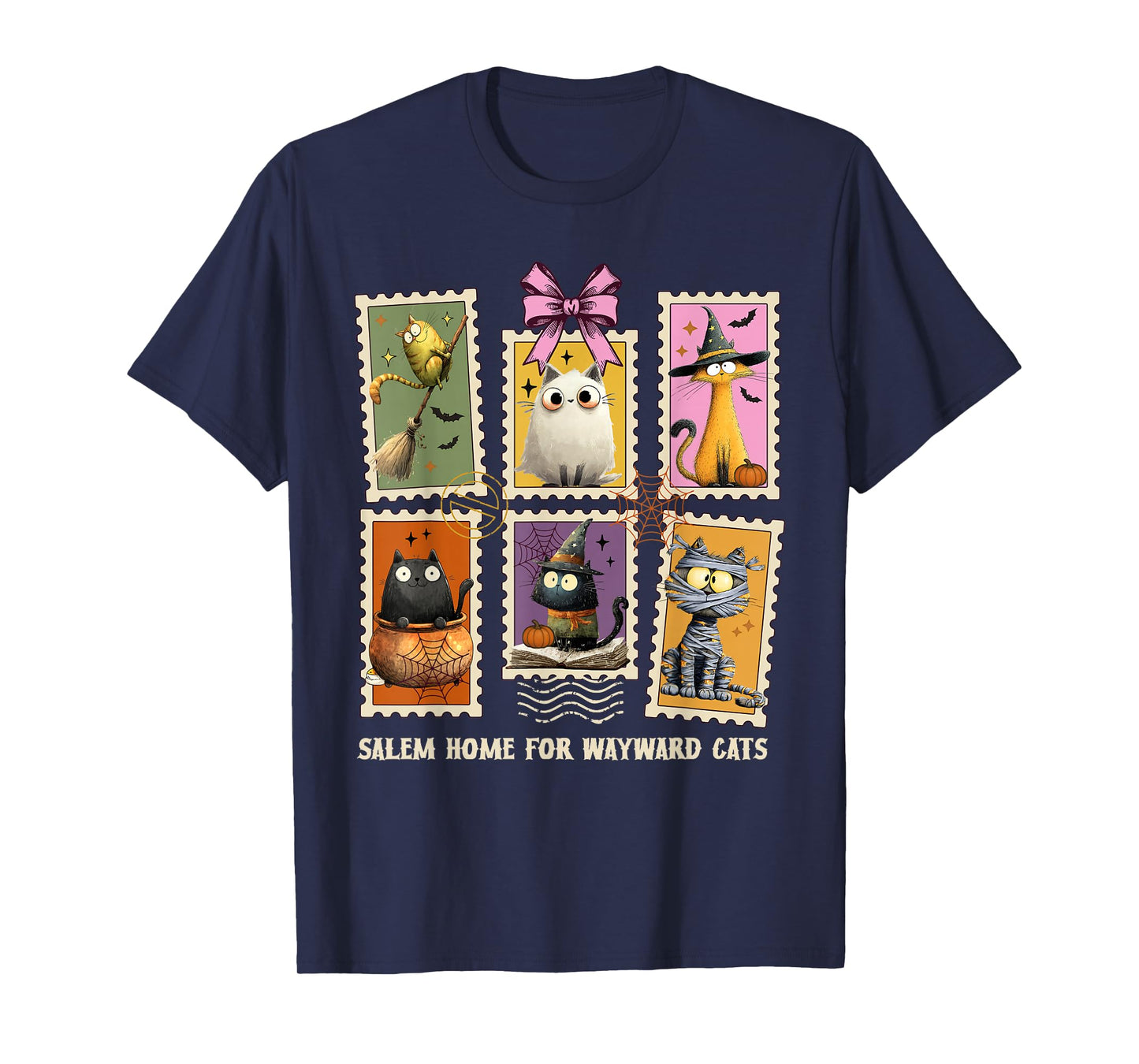 Funny Witch Salem Black Cats 1692 Halloween Postage Stamp T-Shirt