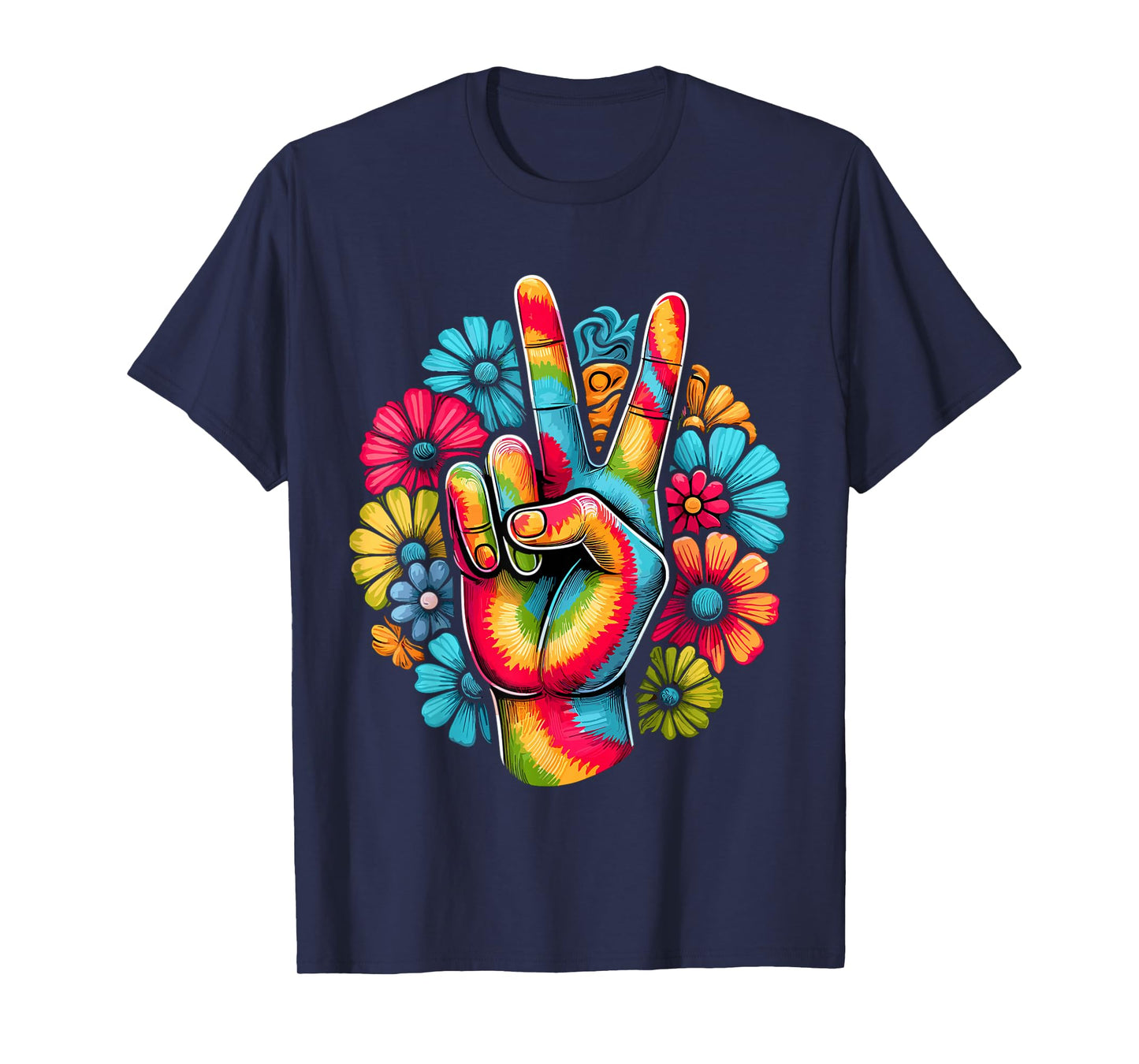 Love and Peace Tie Dye Flower Hippie T-Shirt