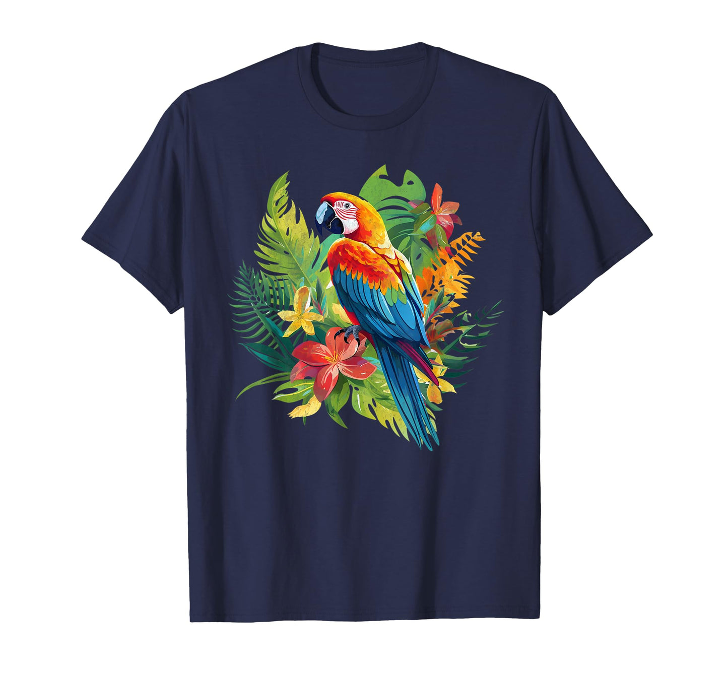 Parrot In Tropical Summer Flower Women Cockatiel Bird T-Shirt