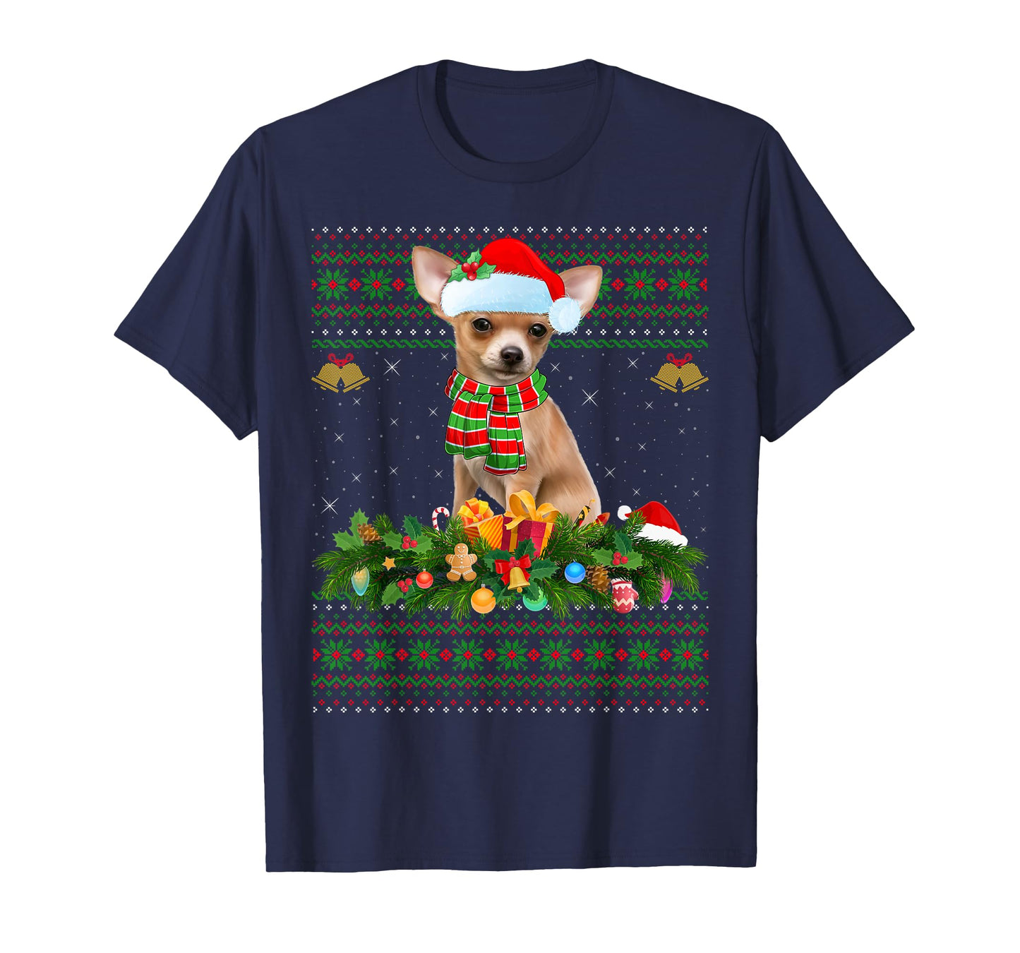 Chihuahua Dog Ugly Christmas Sweaters Pet Dog Lover Xmas T-Shirt