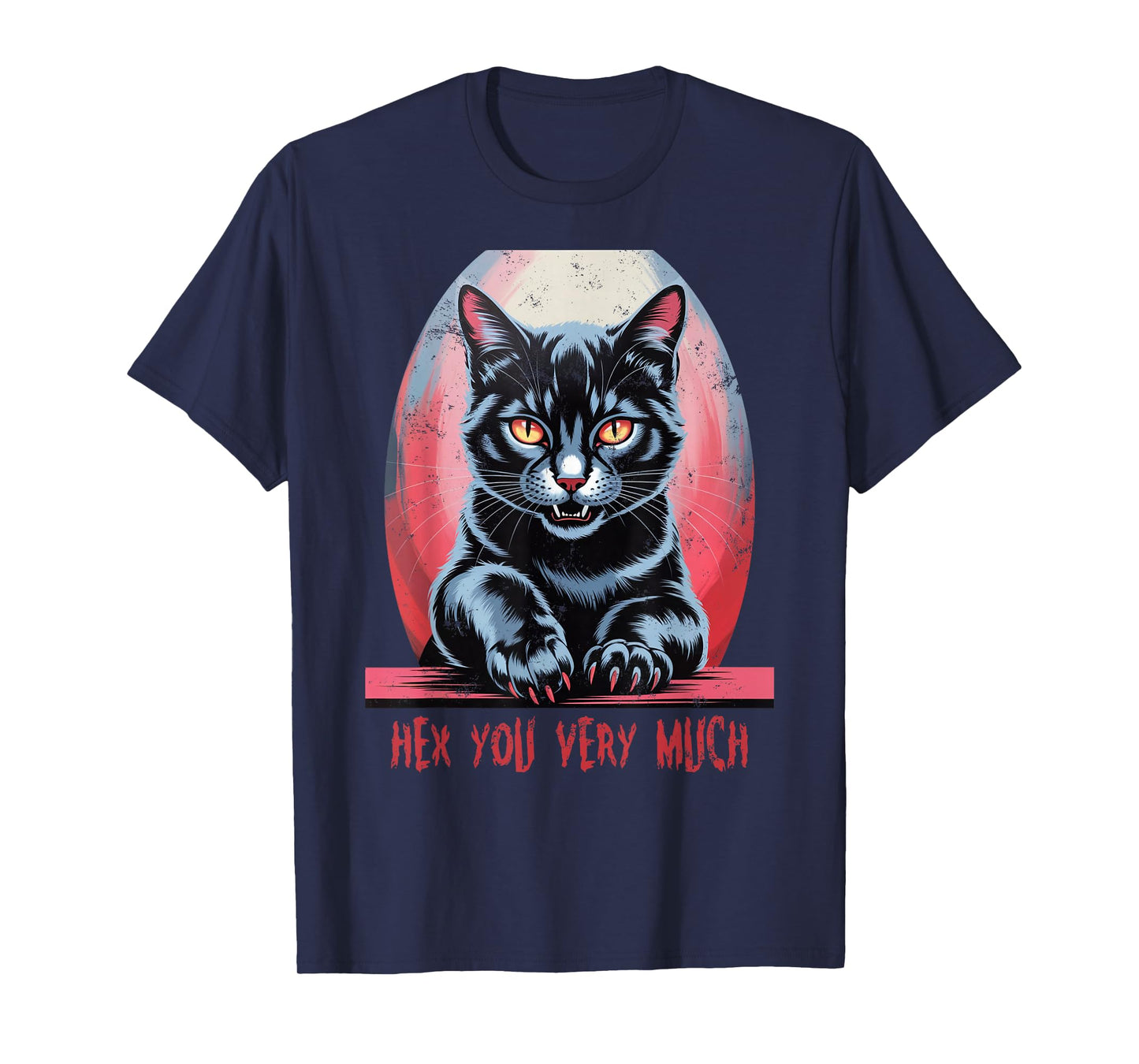 Vintage Hex You Very Much Spooky Black Cat Halloween T-Shirt