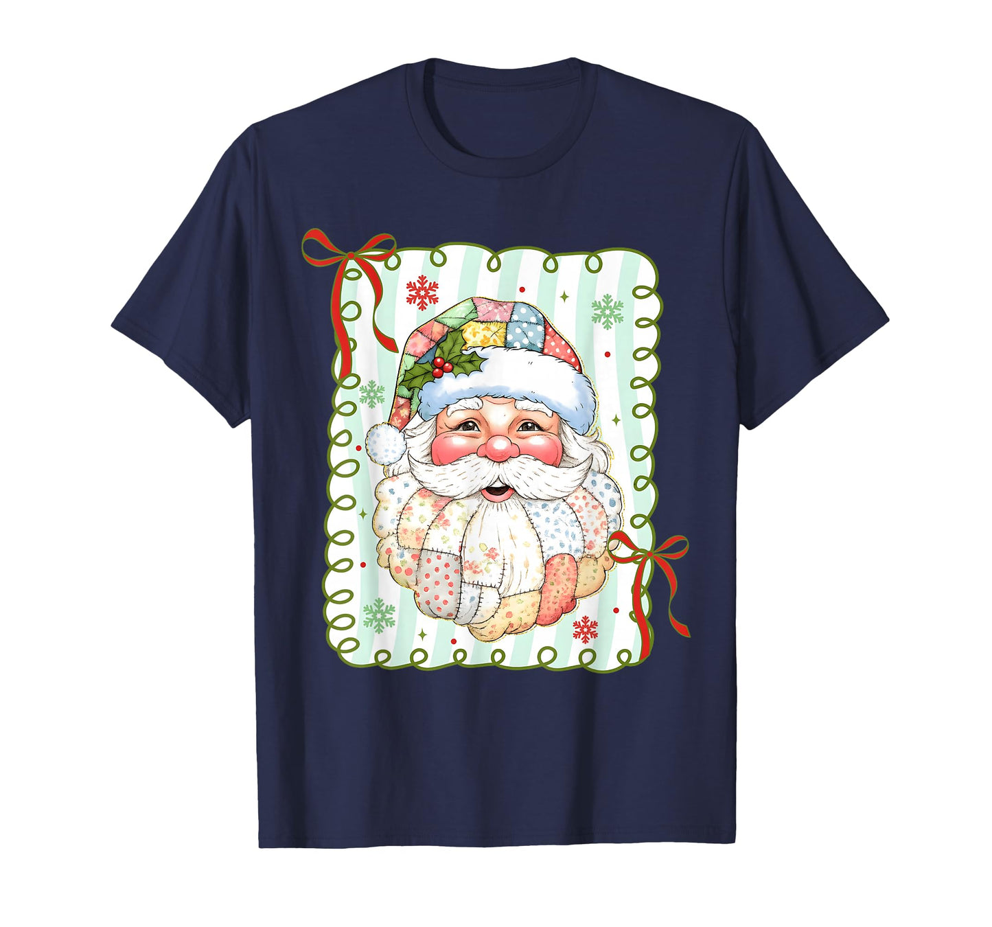 Patchwork Santa Claus Funny Xmas Merry Christmas Men Women T-Shirt