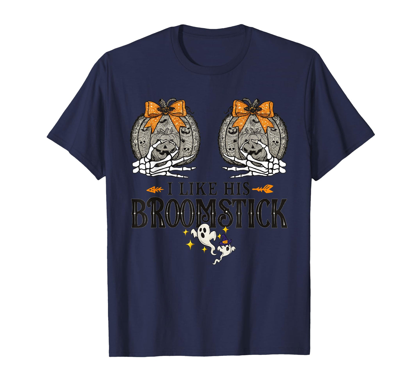 I Like His Broomstick He Likes My Pumpkins Couples Halloween T-Shirt