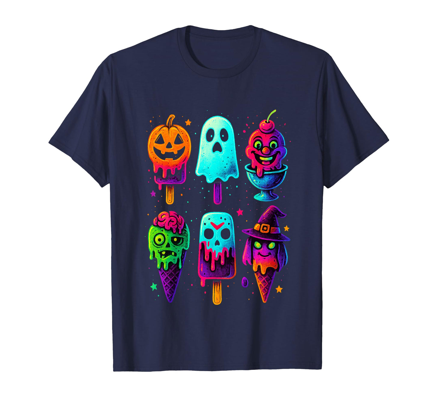 Funny Horror Ice Cream Pops Summerween Halloween Glow Youth T-Shirt