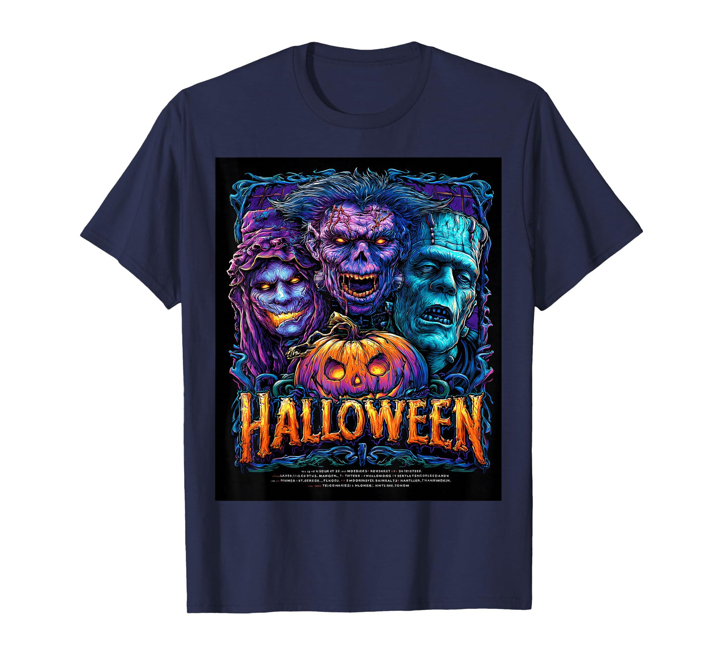 Spooky Monster Trio & Jack-O’-Lantern Halloween Art Witch T-Shirt