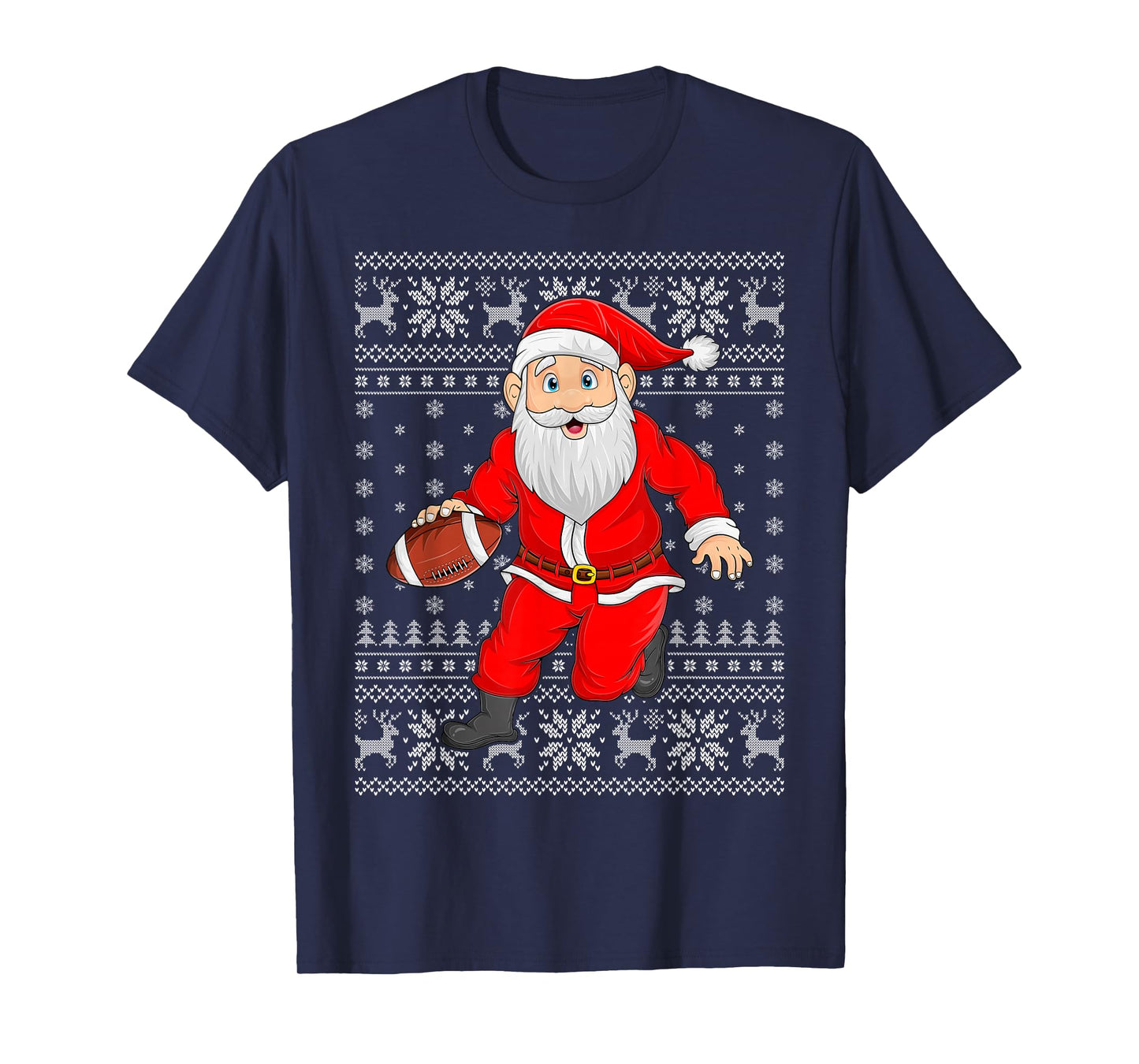 Santa Playing Football Ugly Christmas Sweaters Xmas T-Shirt