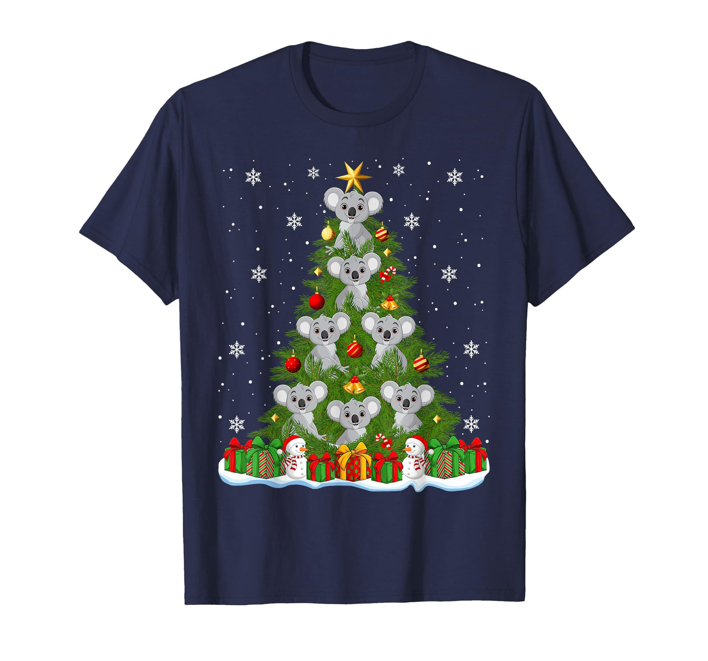 Cute Koala Christmas Tree Holiday Decor Funny Xmas Lights T-Shirt