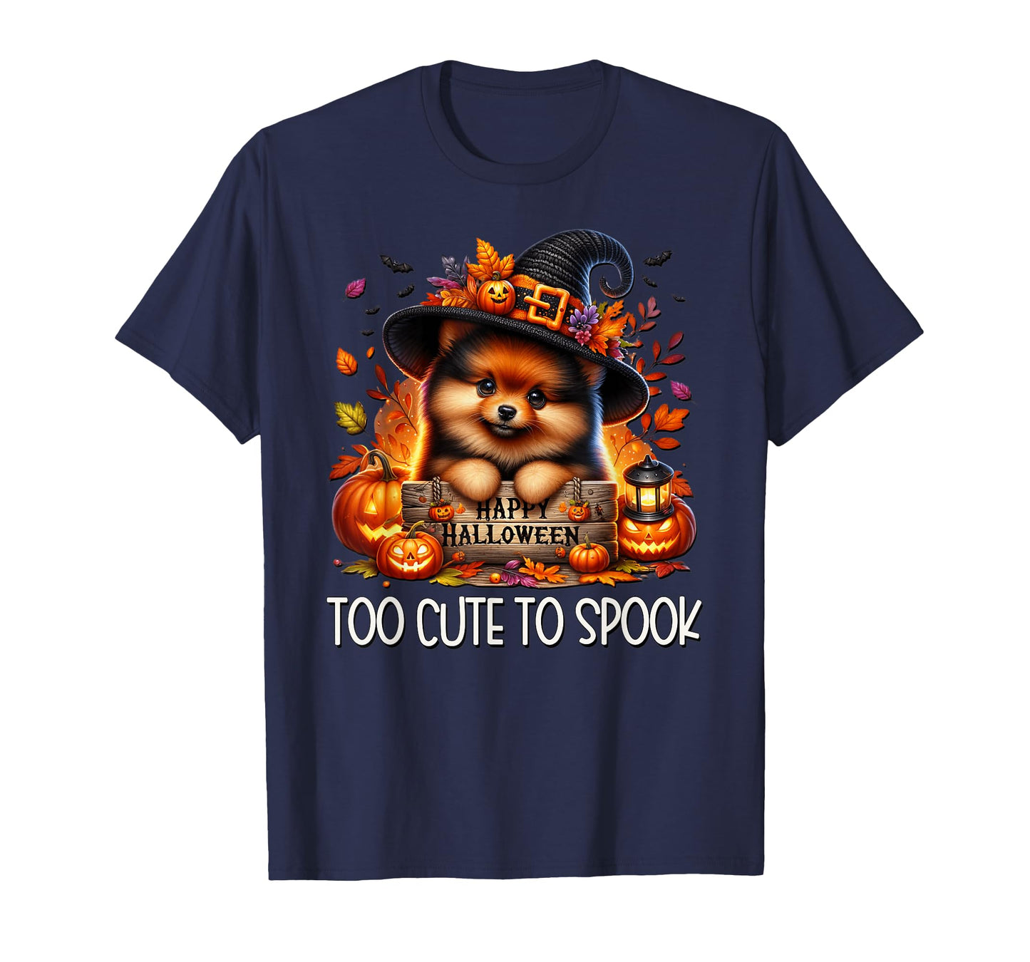 Pomeranian Puppy is Too Cute to Spook for Pom Mom Halloween T-Shirt