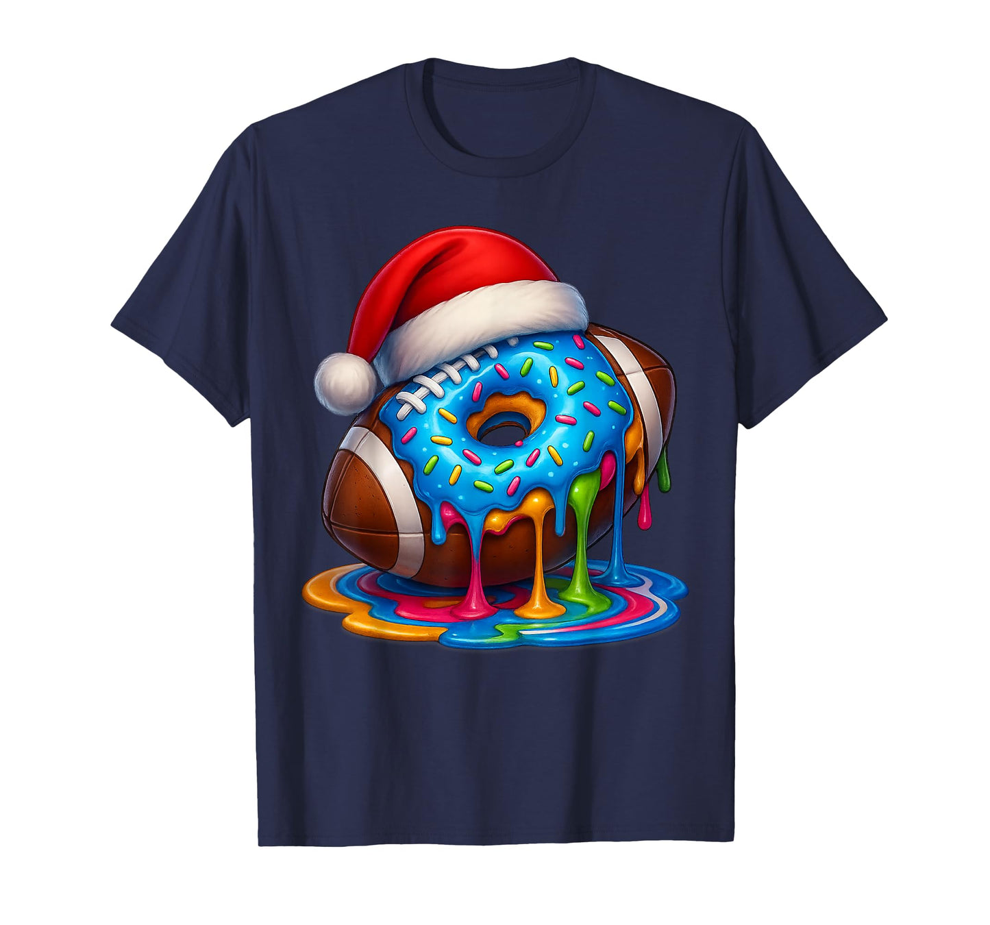 Christmas Football Drip Donat Boys Ice Cream American Flag T-Shirt