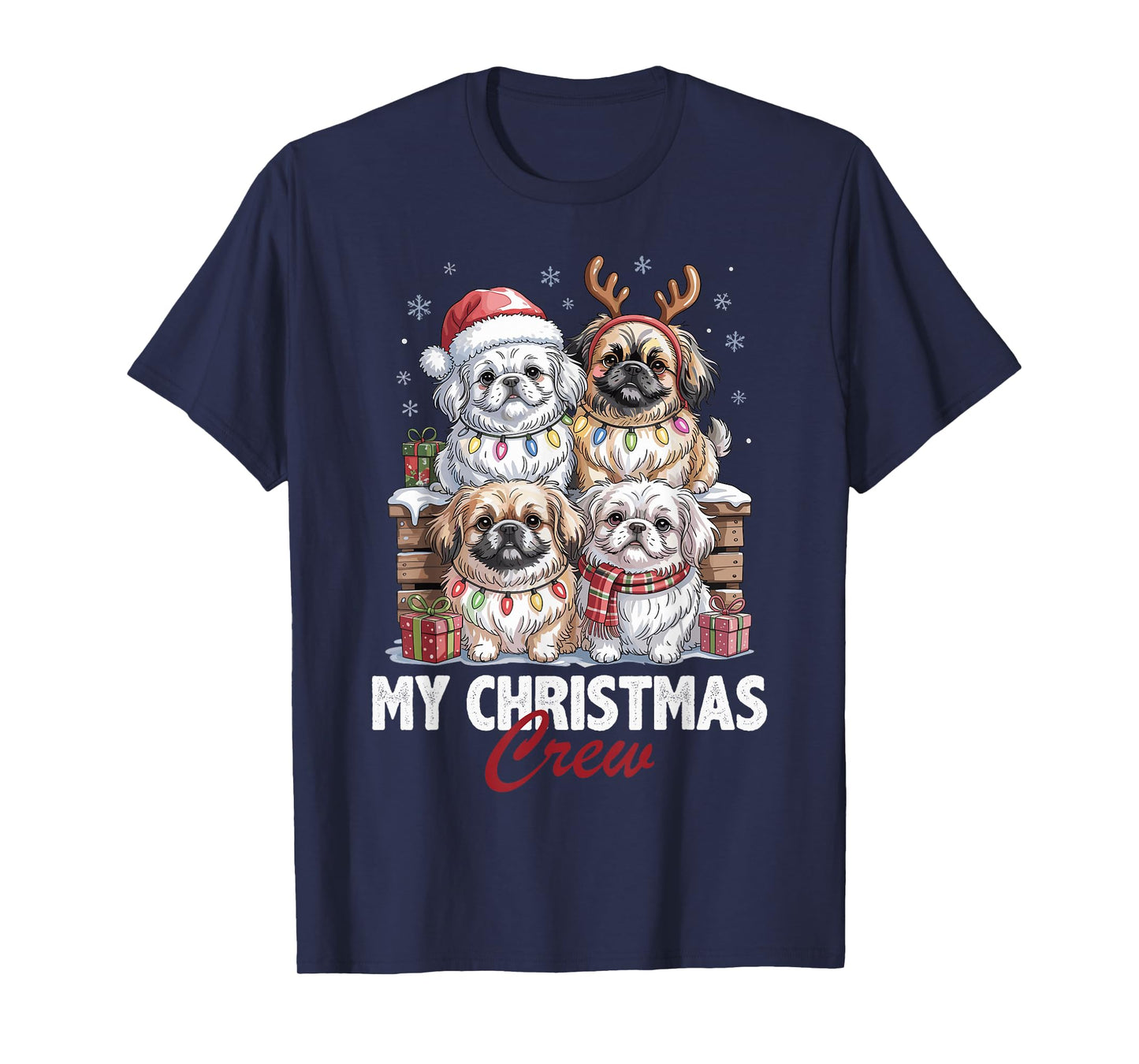 Pekingese Christmas Crew Funny Dog Lovers Holiday Pajama T-Shirt