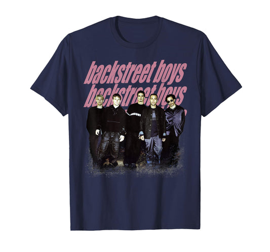 Backstreet Boys – Group Photo Repeat Logo Dark Heather Grey T-Shirt