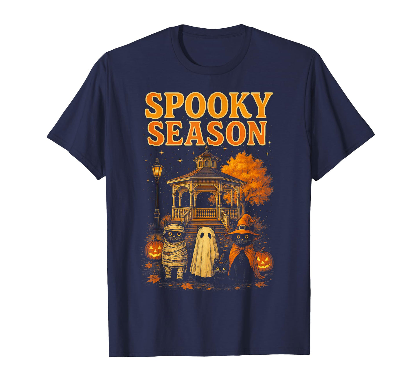 HUGvyn Black Cat Pumpkin Halloween Spooky Cat Ghost Gazebo T-Shirt