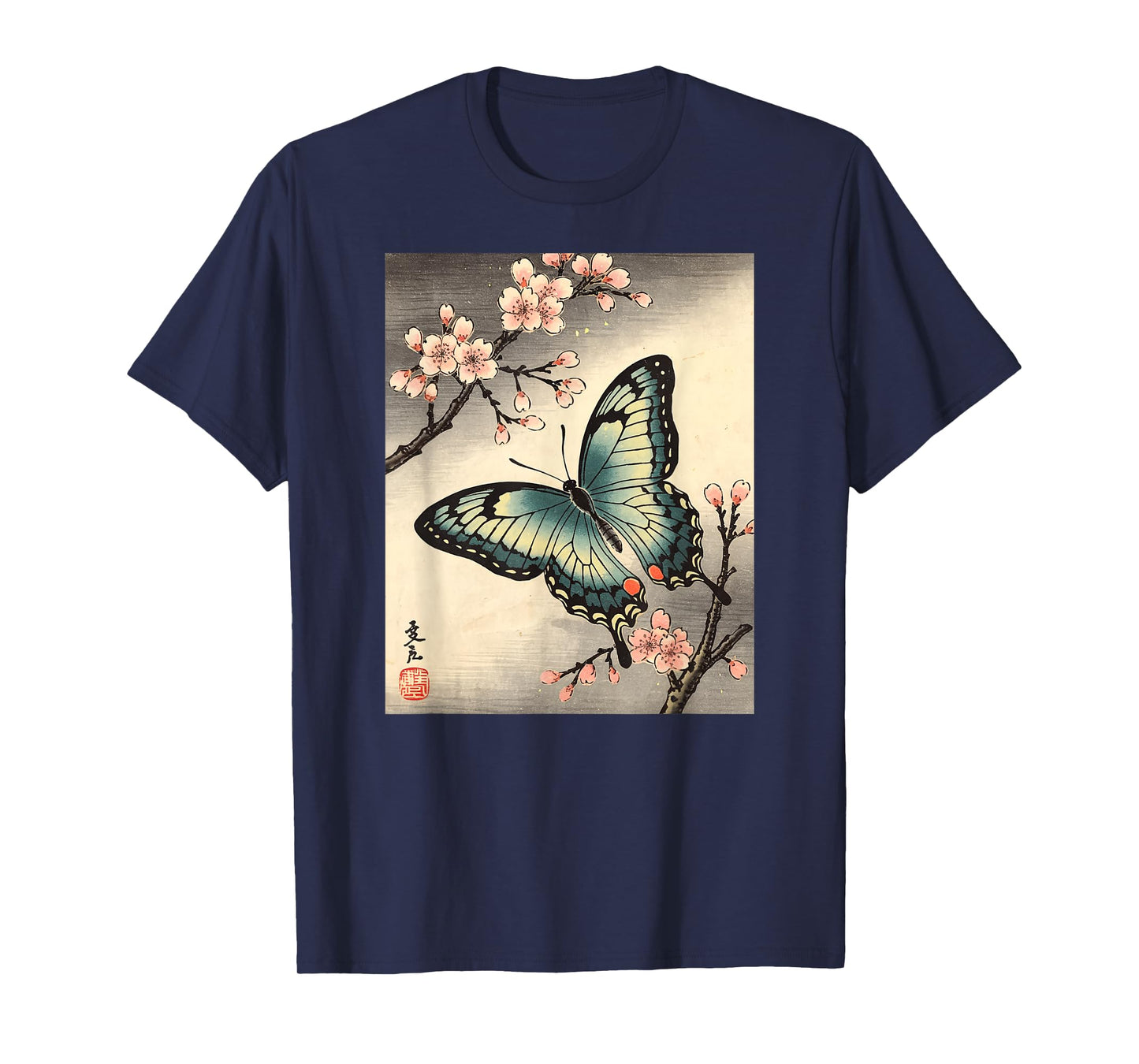 Japanese Art Butterfly Kyosai Vintage Japan Artwork T-Shirt