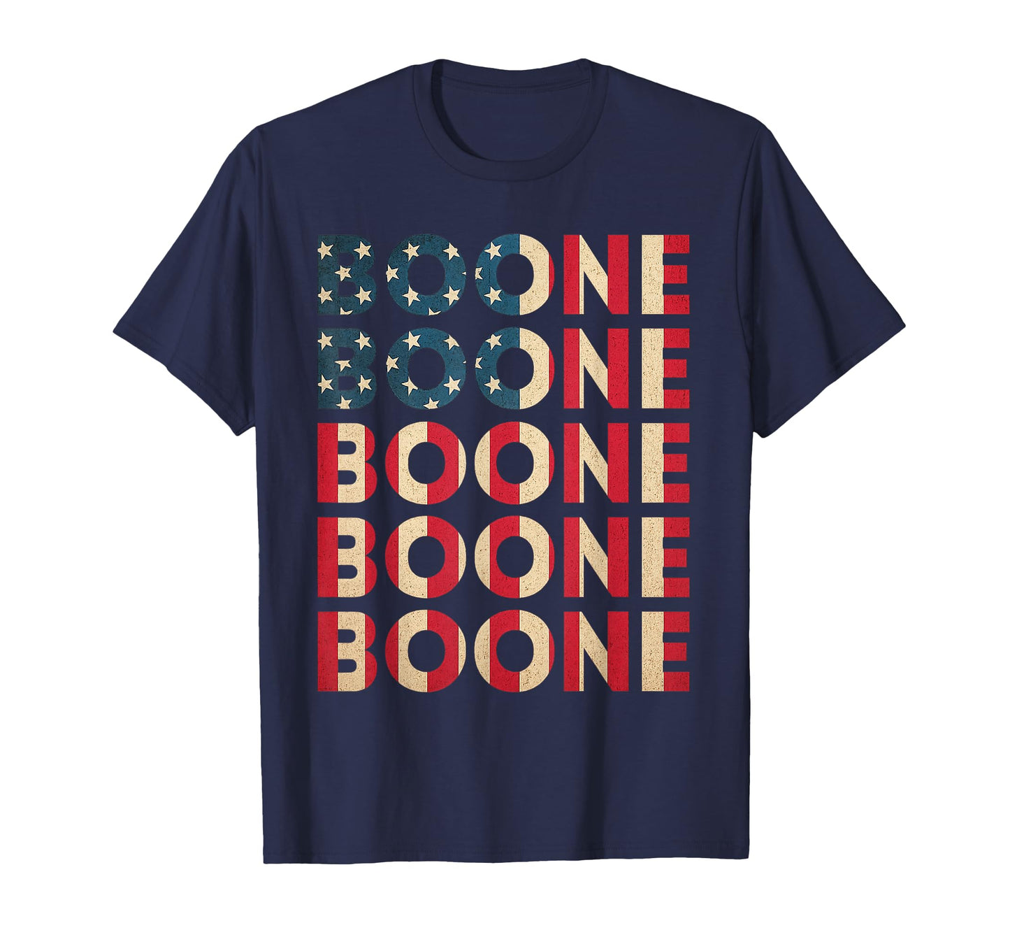 Boone Personalized Name Vintage Retro US Flag Woman Man T-Shirt