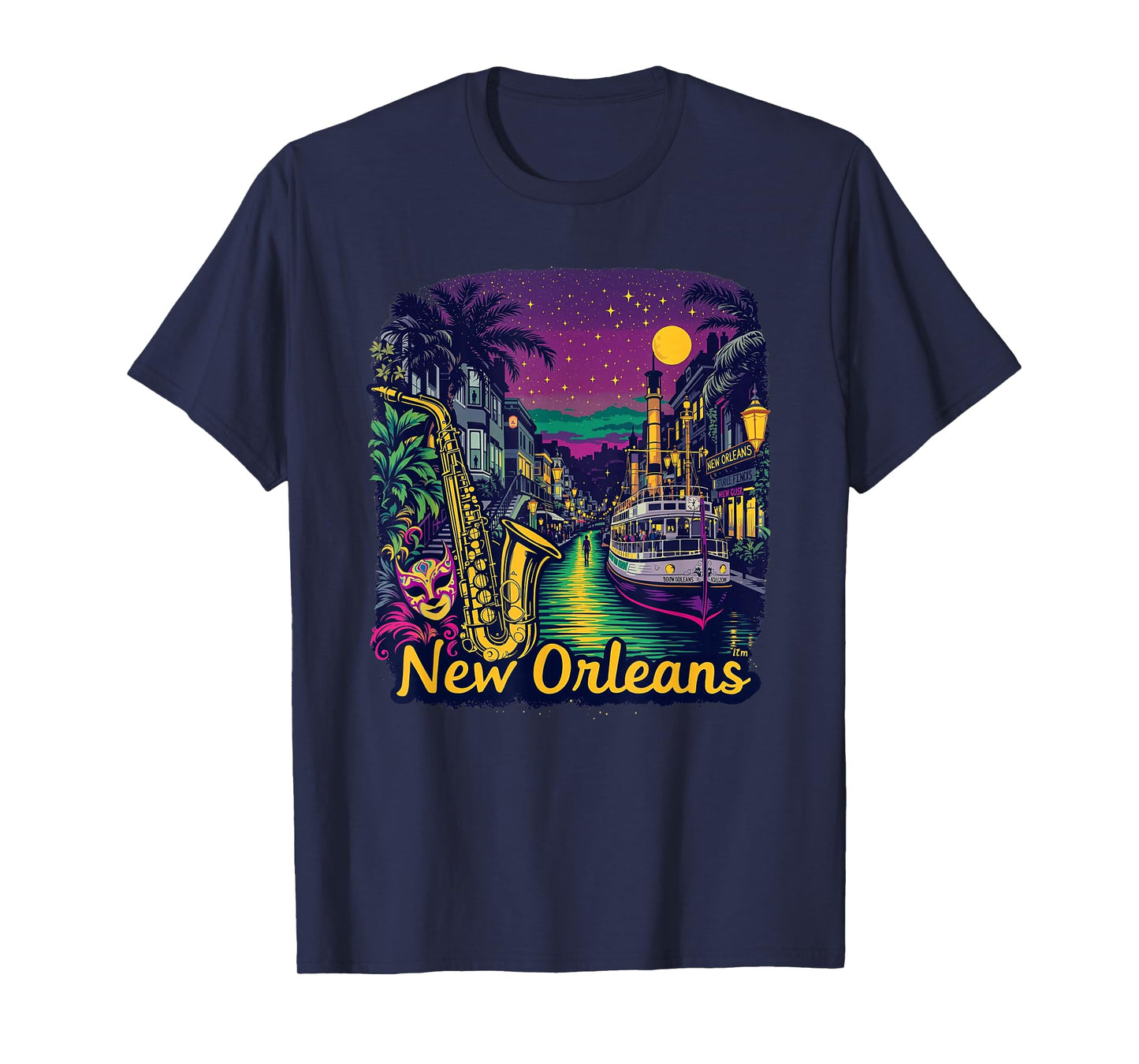 Vintage New Orleans Louisiana Sunset Skyline Cityscape Retro T-Shirt
