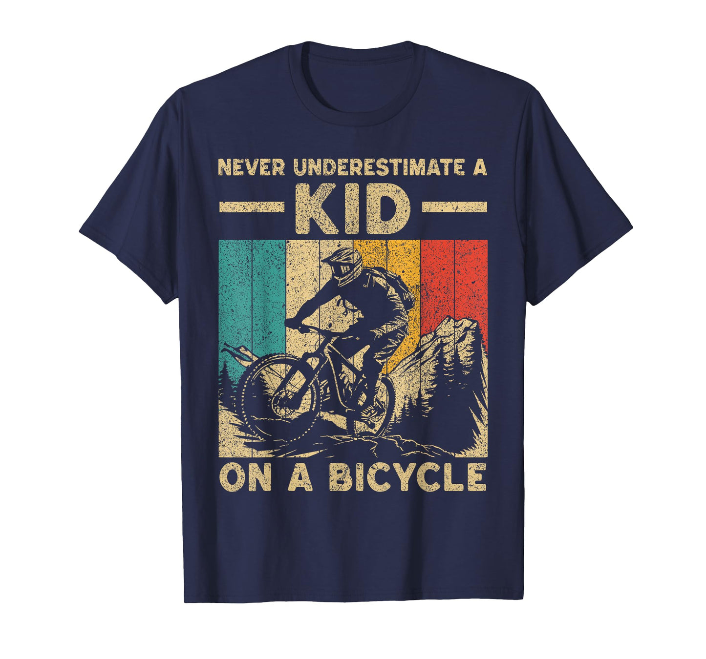 Never Underestimate A Kid Bicycle Riding Cyclist Boys Girls T-Shirt