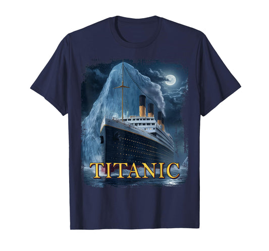 Titanic Cruise Ship Graphic Hit Iceberg April 15th 1912 T-Shirt, Small, Black