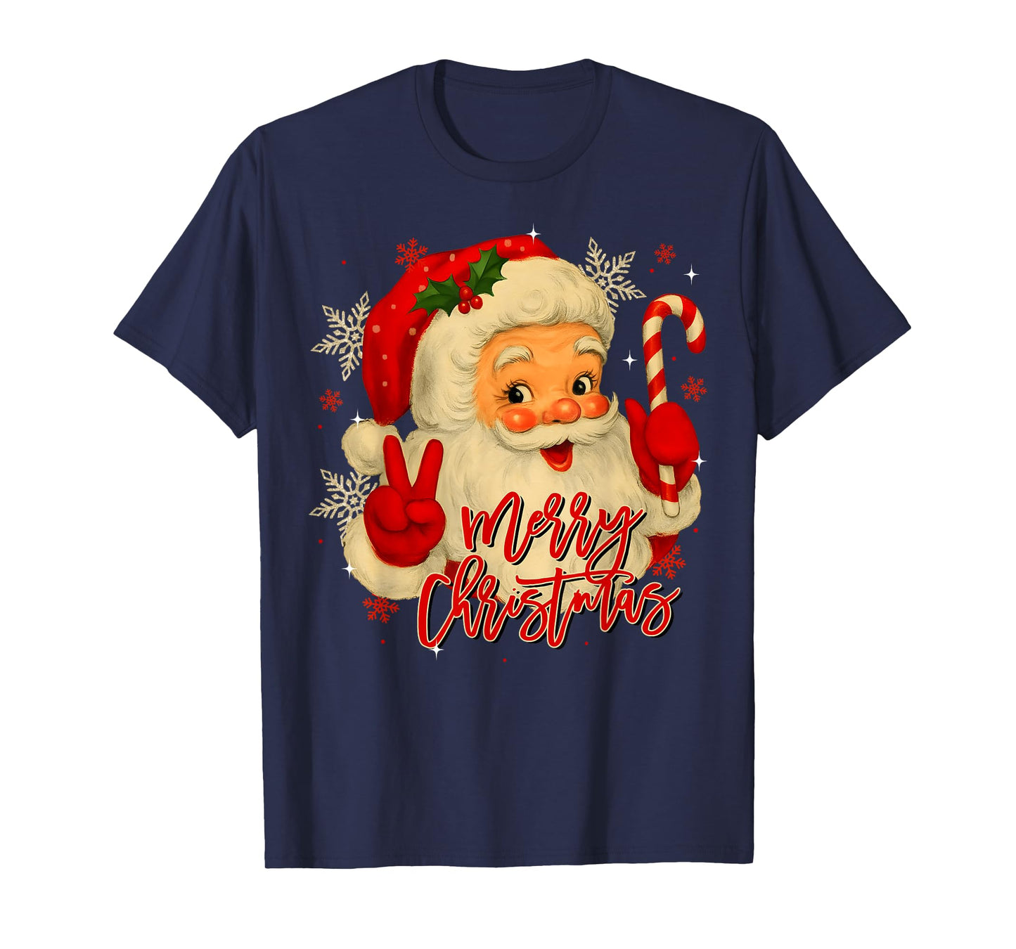 Vintage Santa Claus Merry Christmas Men Women Boys Girls T-Shirt