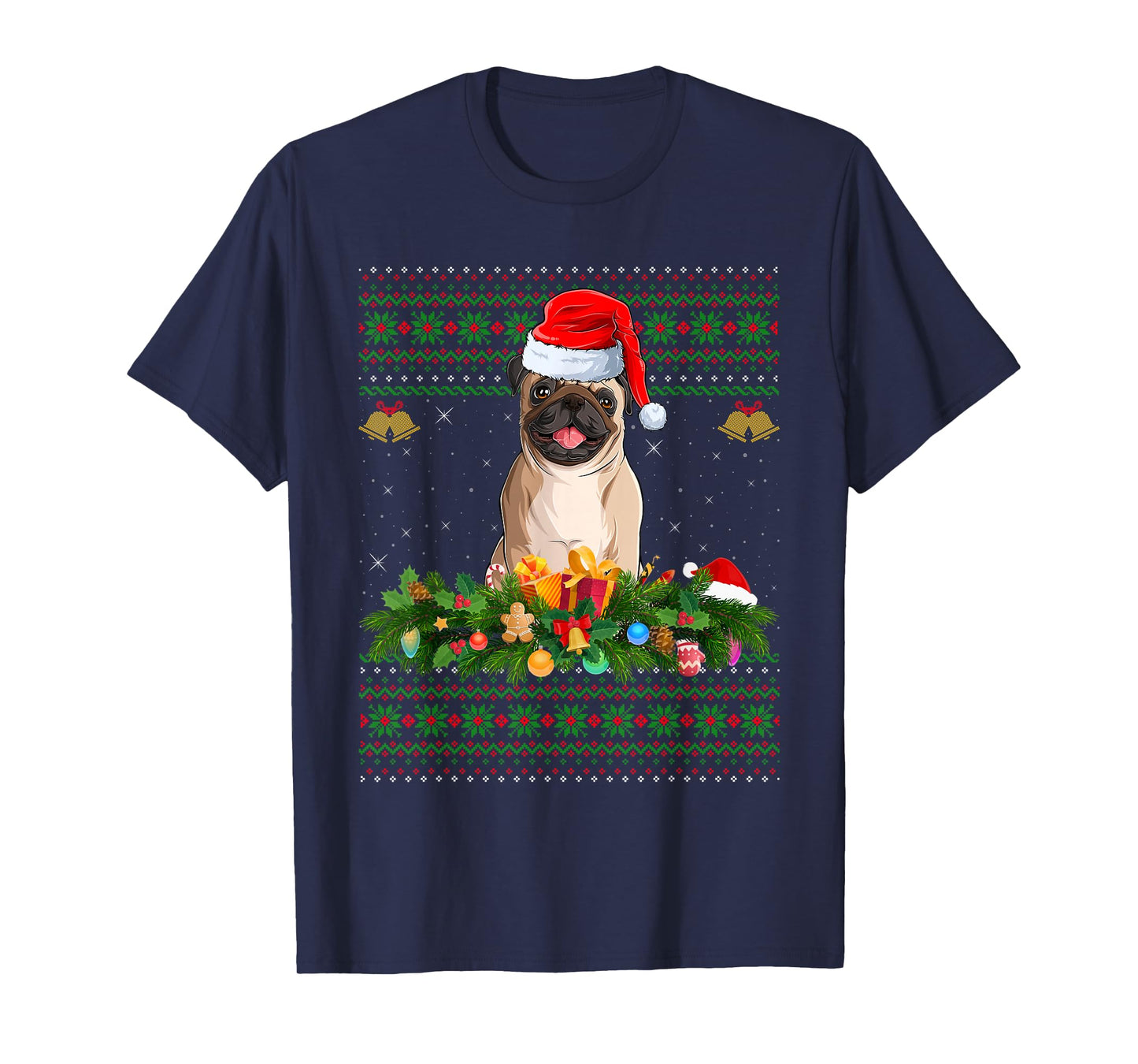Pug Dogs Ugly Christmas Sweaters Funny Pet Dog Lover Xmas T-Shirt