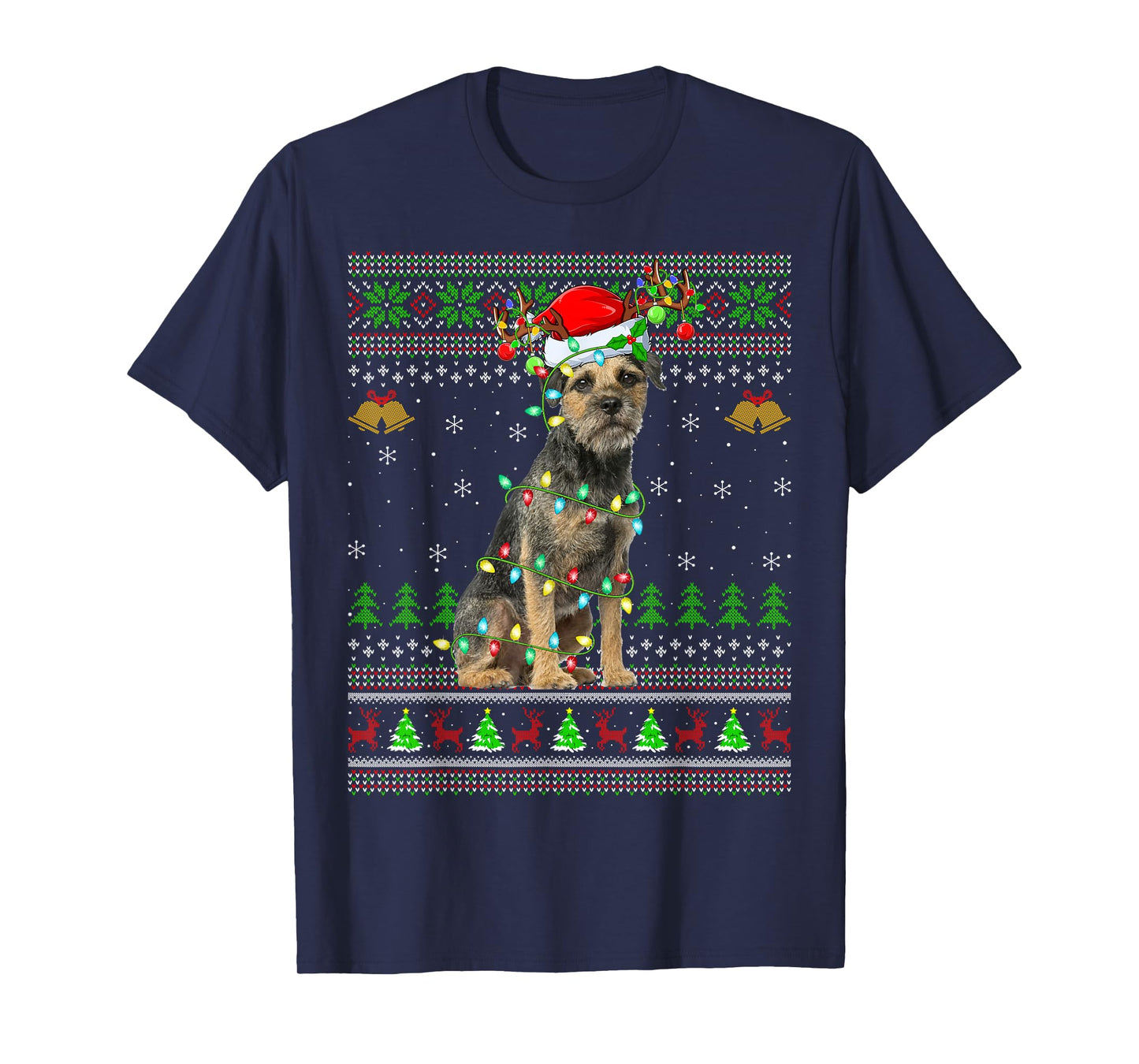 Border Terrier Dog Ugly Christmas Sweater Holiday Santa Xmas T-Shirt