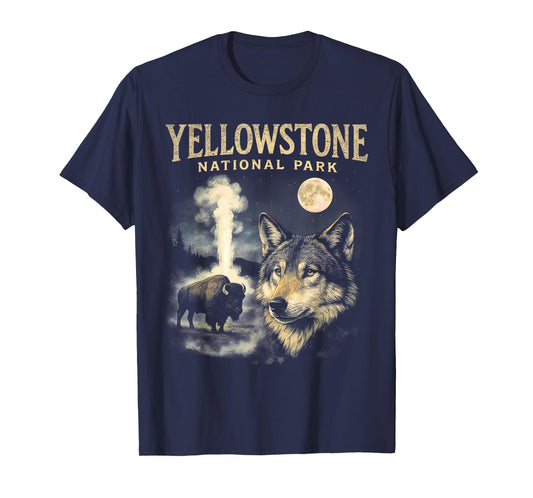 90s Yellowstone National Park Wolf And Bison Vintage T-Shirt