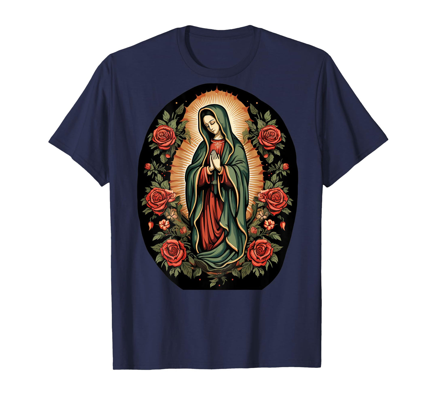 Our Lady De Guadalupe Sant Mary Back Print Christians T-Shirt