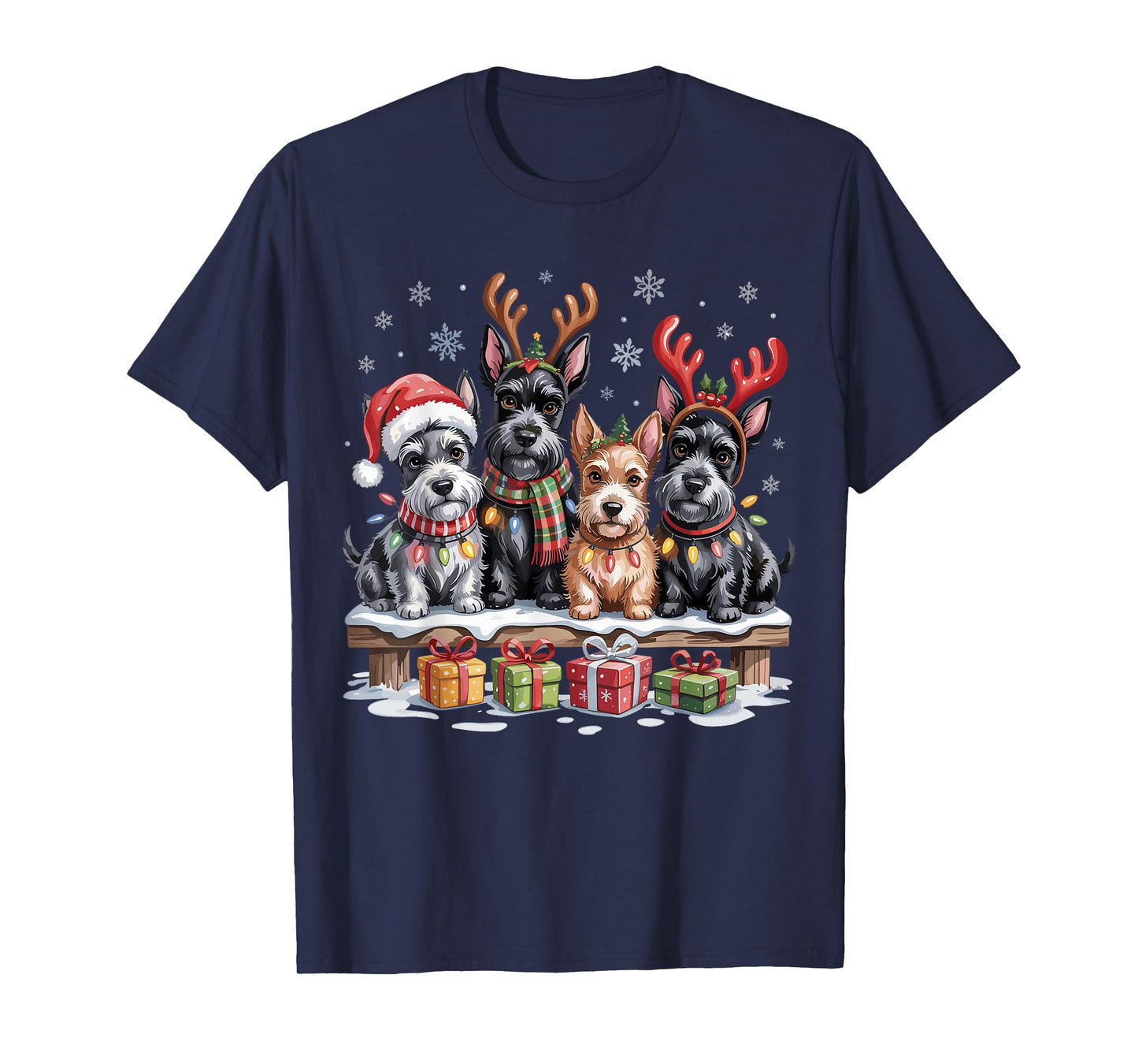 Cute Scottish Terrier Christmas Puppies Dog Lovers Holiday T-Shirt