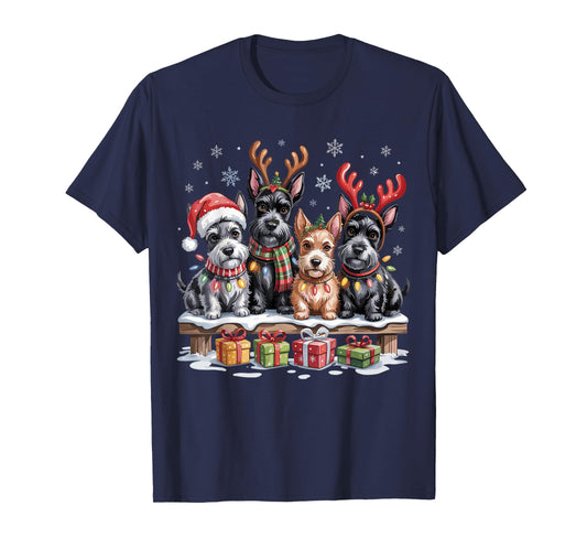 Cute Scottish Terrier Christmas Puppies Dog Lovers Holiday T-Shirt