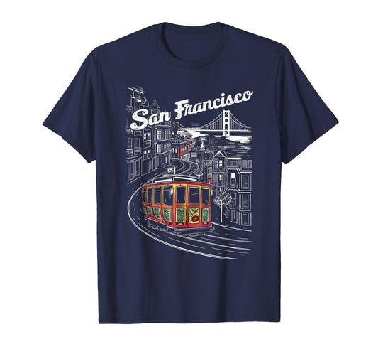 Historic San Francisco Cable Car Vintage SF Illustration T-Shirt