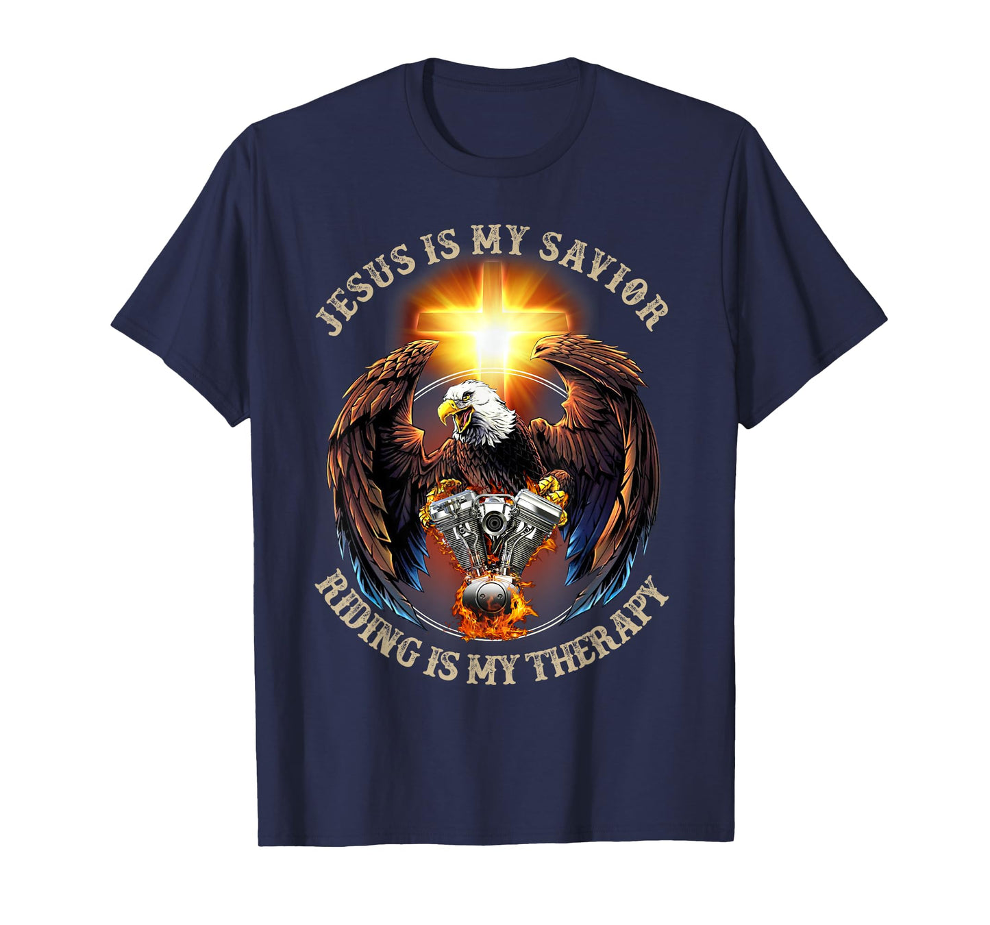 Jesus Is My Savior Riding Is My Therapy Jesus Motorcycle T-Shirt