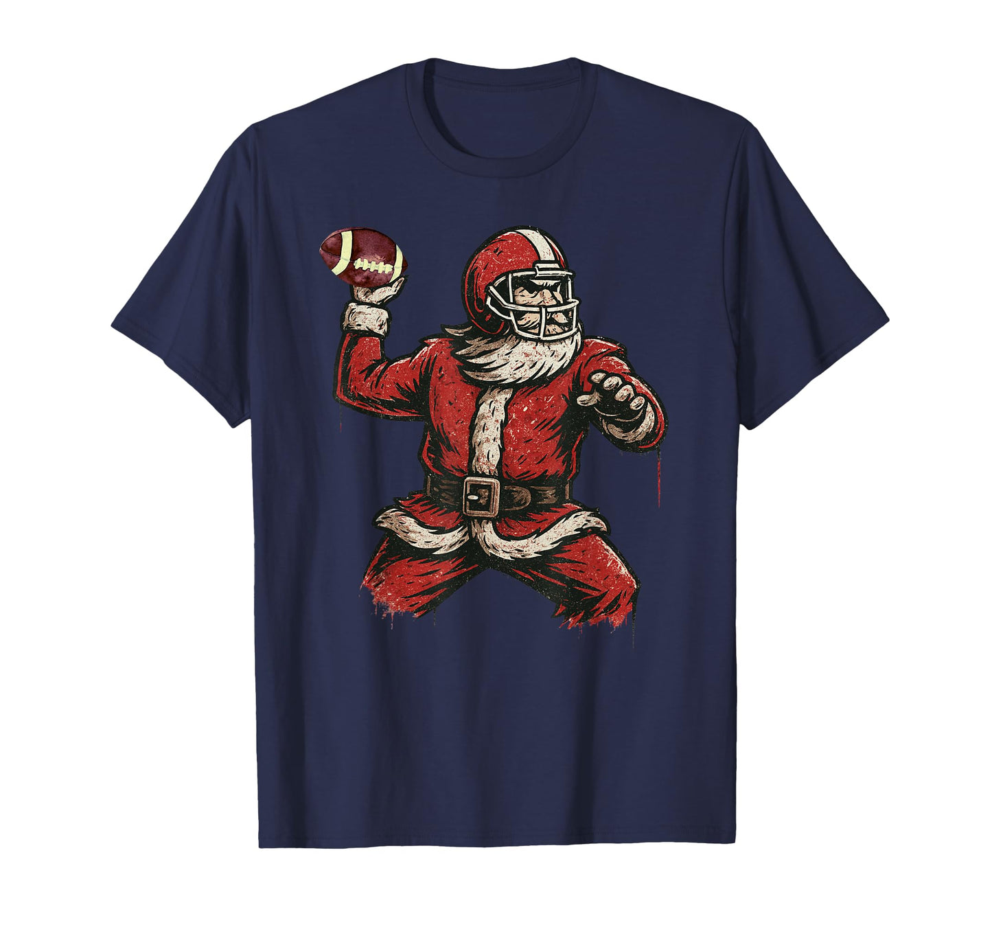 Santa Claus Playing American Football Xmas Holiday Christmas T-Shirt