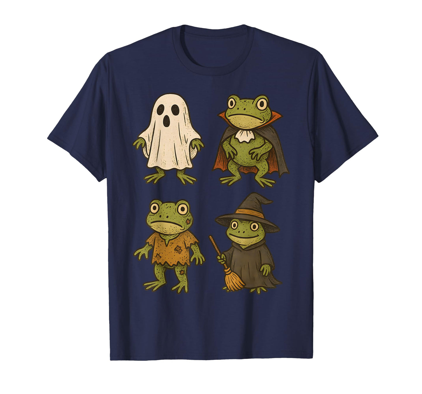 Frog Ghost Spooky Witch Boo Zombie Halloween Kids Boys Girls T-Shirt