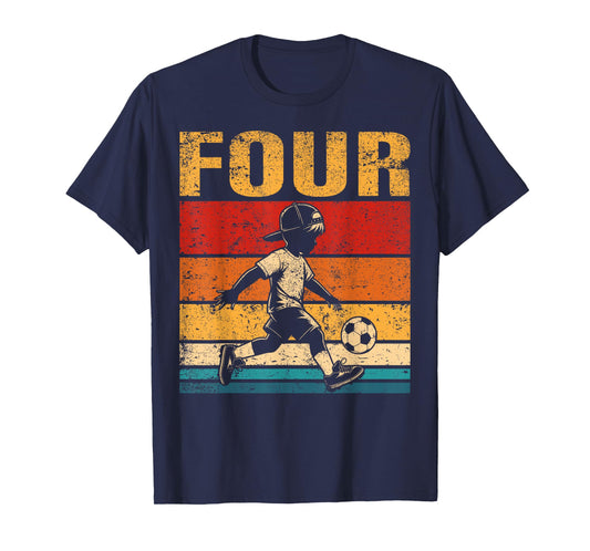 4 Year Old Soccer Boy Birthday Vintage 4th Birthday Boy T-Shirt
